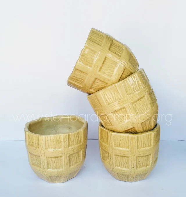 Ceramic Check Planter SCI - 425 - H - 6 Inch, W - 6 Inch, SCI - 425