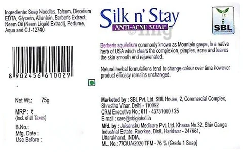 Silk N Stay Anti Acne Berberis Soap - 75gm