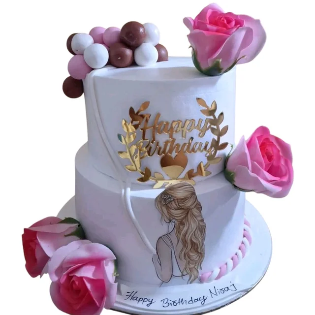 Elegant Pink Roses Cake - 1.5 Kg