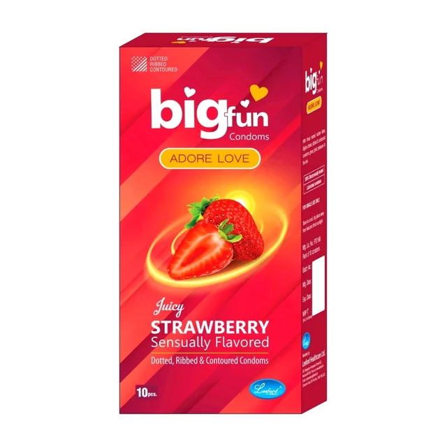 Bigfun Condom - 1 Pack Of 10 Pis, Strawberry