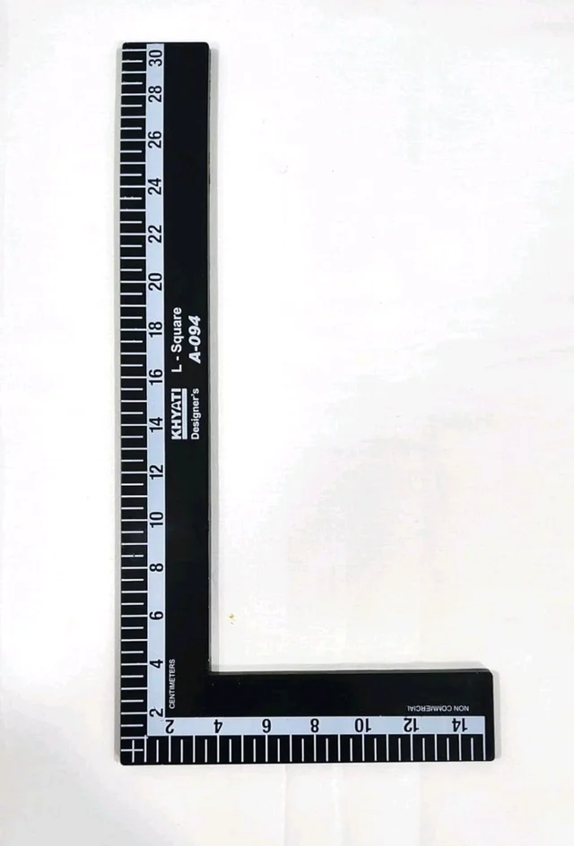 Arm Hole Curve, L Square ruler, White French curve with markings, and Straight ruler 30 cm Combo (4pcs). Used in fashion design, tailoring, and sewing for creating patterns, measuring fabric