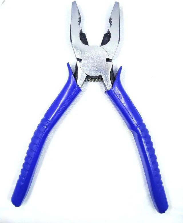 PILERMAN Combination Plier with Anti Slip Handle with Spring (Blue) - 8-inch