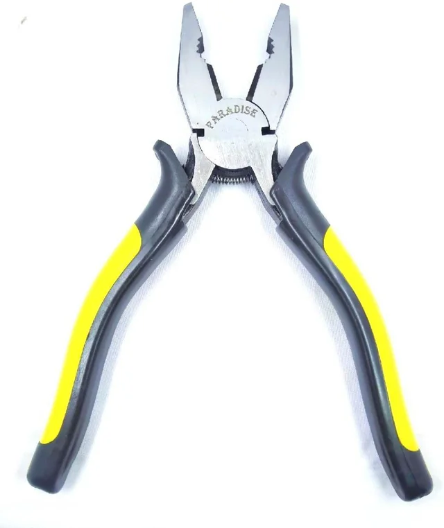 PILERMAN Combination Plier with Anti Slip Handle with Spring (Yellow & Black) - 8-inch