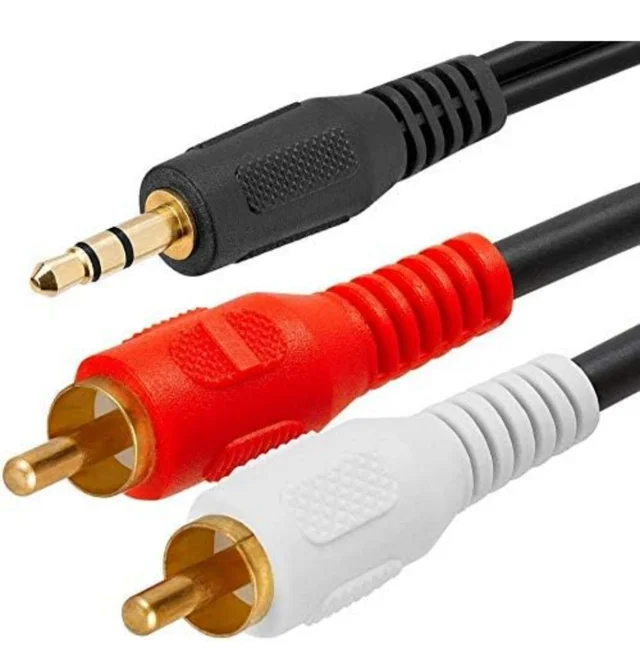 3.5mm to RCA Cable, 2RCA Male to 3.5mm Male Stereo Y Splitter Audio cable Compatible with Phones, Laptop, HDTV, Speaker, Home Theater (1.5m
