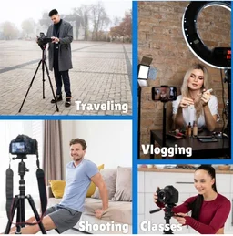 3366 Aluminum Tripod (55-Inch), Universal Lightweight Tripod with Mobile Phone Holder Mount & Carry Bag for All Smart Phones, Gopro, Cameras