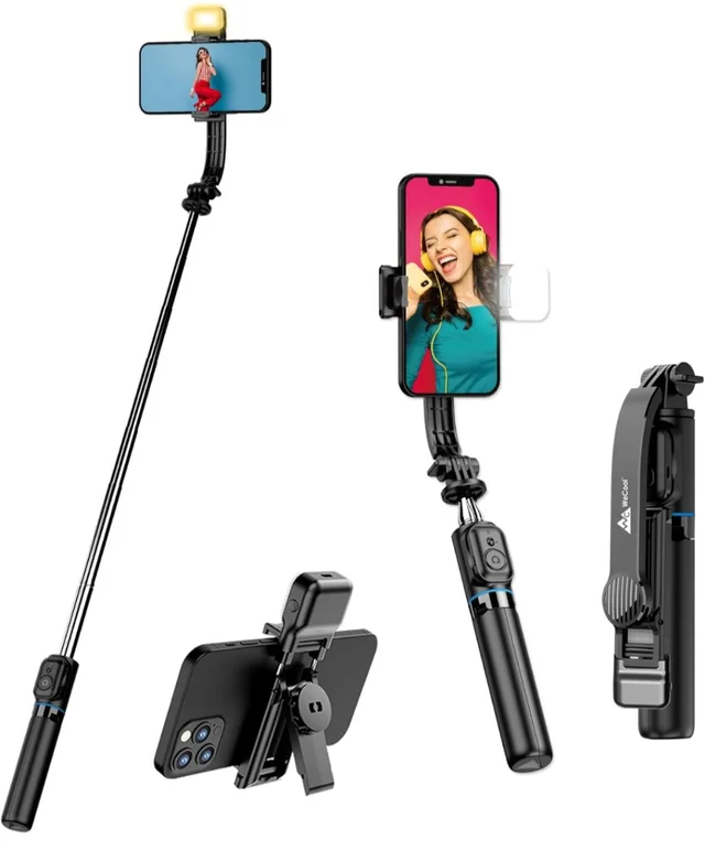 Selfie Stick with Light in 6 Shades, 3 Colours & 2 Tones with Detachable Mobile Holder, Selfie Stick Extendable upto 71 Inches, Tripod Stand...