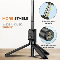 Selfie Stick with Light in 6 Shades, 3 Colours & 2 Tones with Detachable Mobile Holder, Selfie Stick Extendable upto 71 Inches, Tripod Stand...