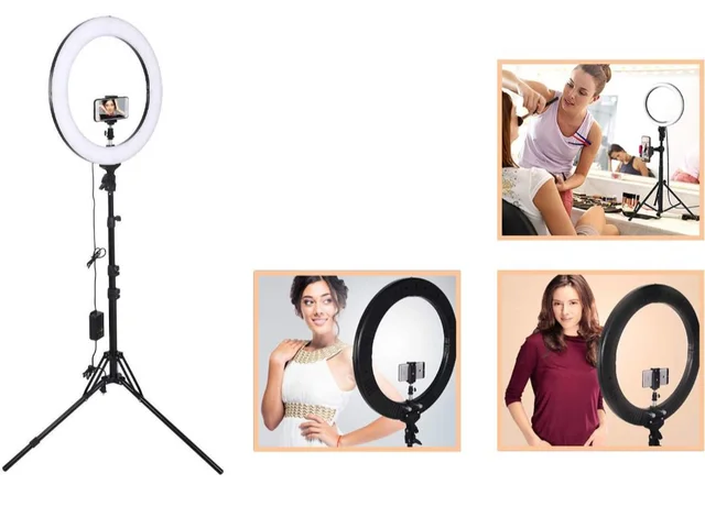 10" Portable LED Ring Light with 3 color modes Dimmable Lighting | for YouTube | Photo-shoot | Video shoot | Live Stream | Makeup & Vlogging | Compatible with iPhone/Android Phones & Cameras