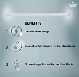 Polycab Intenso 20W LXS LED Batten in Square Shape, Energy-efficient Light with Warm White Color (220-240V, 1130mm, 3000K,