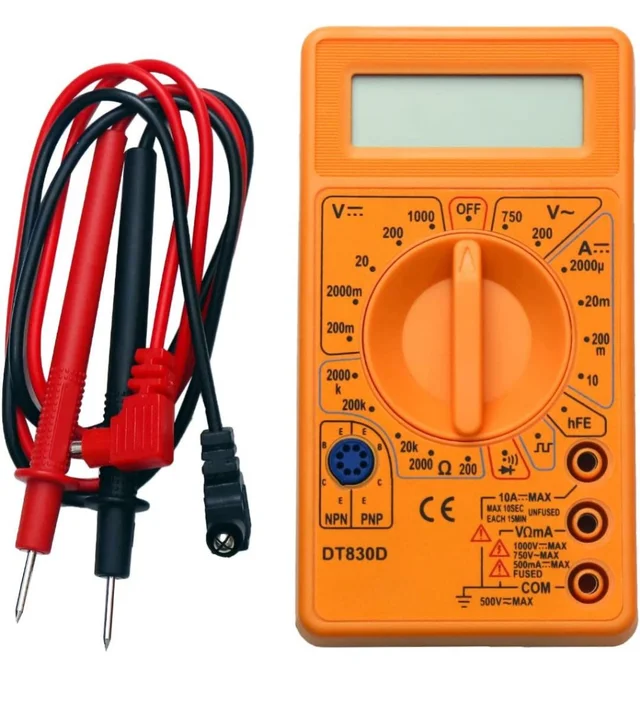 Electronic Spices Small Digital Multimeter, Multipurpose Electric meter Yellow/Red
