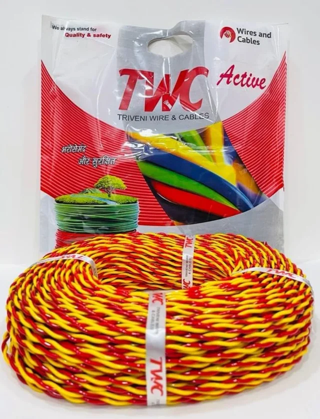 TWC Active Flexible Double Core Electrical Wire |Assorted, 1 Meter |PVC electrical insulated copper wire | Cable for Domestic & Industrial Connection purpose | Flame Resistant