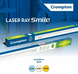 Crompton Laser Ray Smile 20W LED Batten |4 feet Slim Batten for Living Room & Bedroom | Energy Efficient Tubelight for Home | BIS Approved | Cool Day Light (6500K) (Pack of 1)