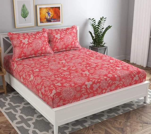 Accessories Roy Polycotton Printed King Size Double Bedsheet Breathable | Wrinklfree | Summer | Ac Bedsheet Topsheet without Pillow Covers,