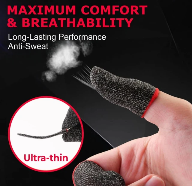 Accessories Roy Gaming Thumb & Finger Sleeves – Anti-Slip, Sweat-Proof, High Precision for PUBG, COD, Freefire & Other Mobile Games – Breathable, Washable & Universal Fit – 2 Pairs