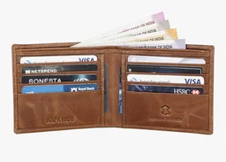 Accessories Roy Original Leather Wallet for Men I Handcrafted I Credit/Debit Card Slots I 2 Currency Compartments I 2 Secret Compartments (Tan Crunch)