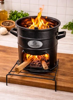 Accessories Roy Less Smoke wood stove for Home & Outdoor camping Cooking - Biomass Stove Smokeless - Desi iron chulha for wood cooking Cookstove