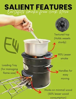 Accessories Roy Less Smoke wood stove for Home & Outdoor camping Cooking - Biomass Stove Smokeless - Desi iron chulha for wood cooking Cookstove