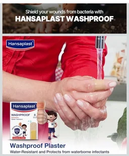 Hansaplast Antiseptic Washproof Bandage for injury & wounds | 1 Strips | First Aid | Water resistant | Provides Comfort to the Wound in Water | For Kids & Adults