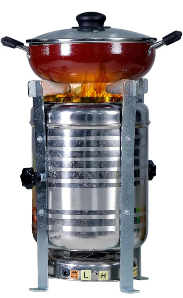 PEPL Biostove, Revolutionized Biomass Family Smokeless Cooking Stove/Chulha,Wood Or Paper Waste Burning Backpacking stove for Indoor & Outdoor cooking (Stainless Steel-EXD Premium Heavy Duty Model)