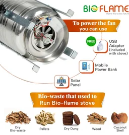 Accessories Roy PEPL Biostove, Revolutionized Biomass Family Smokeless Cooking Stove/Chulha,Wood Or Paper Waste Burning Backpacking stove for Indoor & Outdoor cooking (Stainless Steel-EXD Premium Heavy Duty Model)