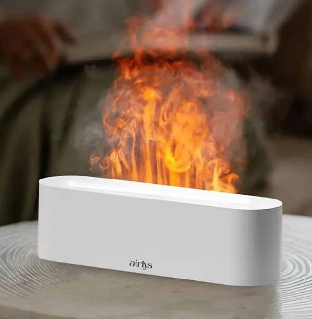 150ml Aromatherapy with 7-Color LED Light, Customizable Timer, and Mesmerizing Flame Effect for Relaxation and Ambiance.