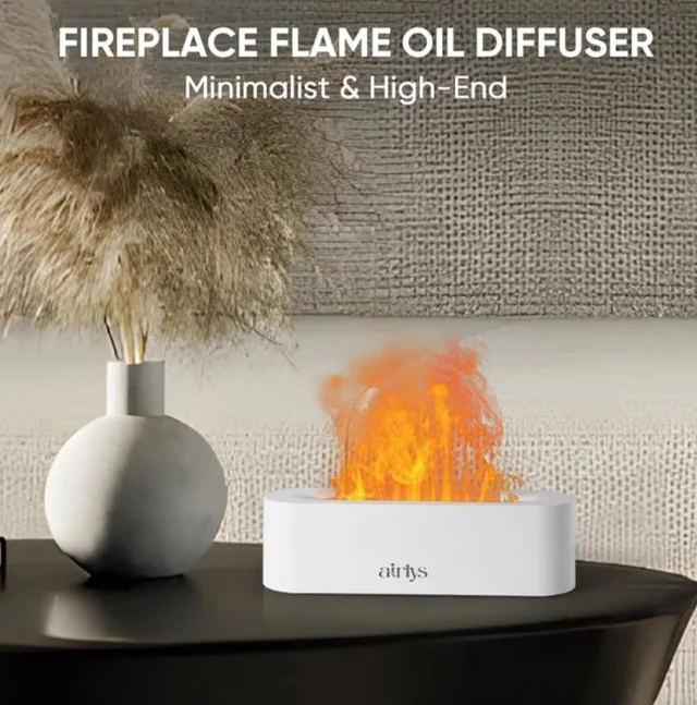 150ml Aromatherapy with 7-Color LED Light, Customizable Timer, and Mesmerizing Flame Effect for Relaxation and Ambiance.