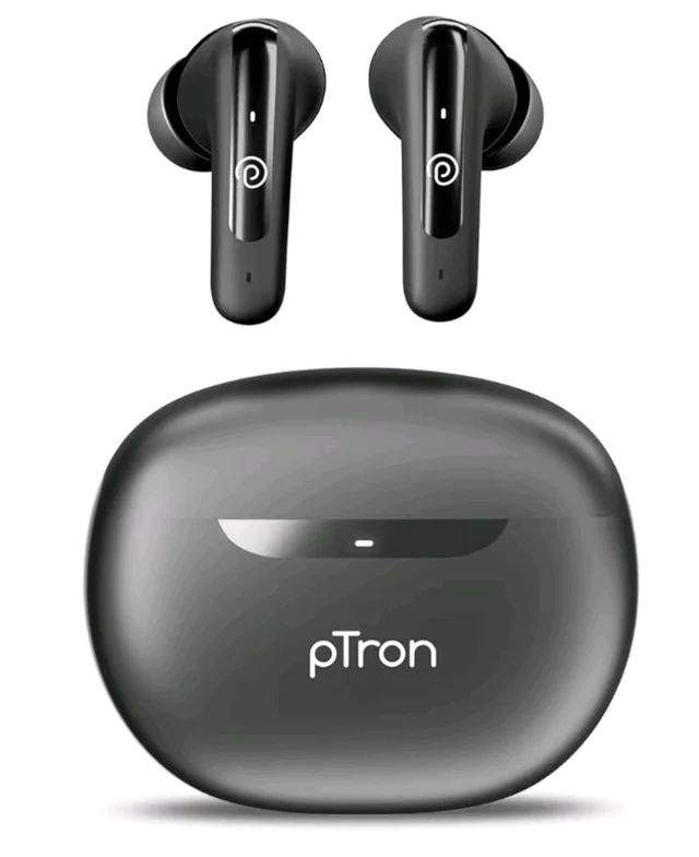 pTron Bassbuds Astra in-Ear TWS Earbuds w/Stereo Sound, 34Hrs Playtime, Stereo Calls, Custom EQ, Mobile App, BTv5.3 Headphones, Touch Control, Voice Assistant, Type C Charging & IPX4 (Black)