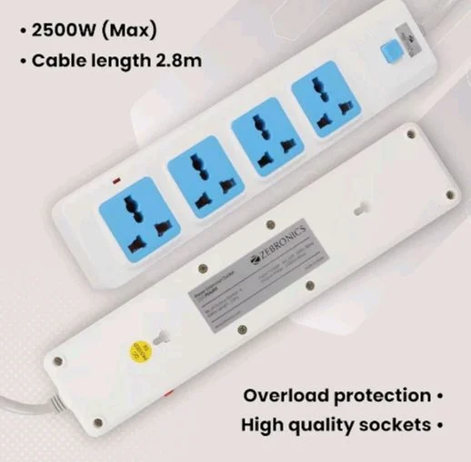 Zebronics ZEBRONICS ZEB-PS4301 2500 WATTS Power Extension Socket with 4 Universal sockets