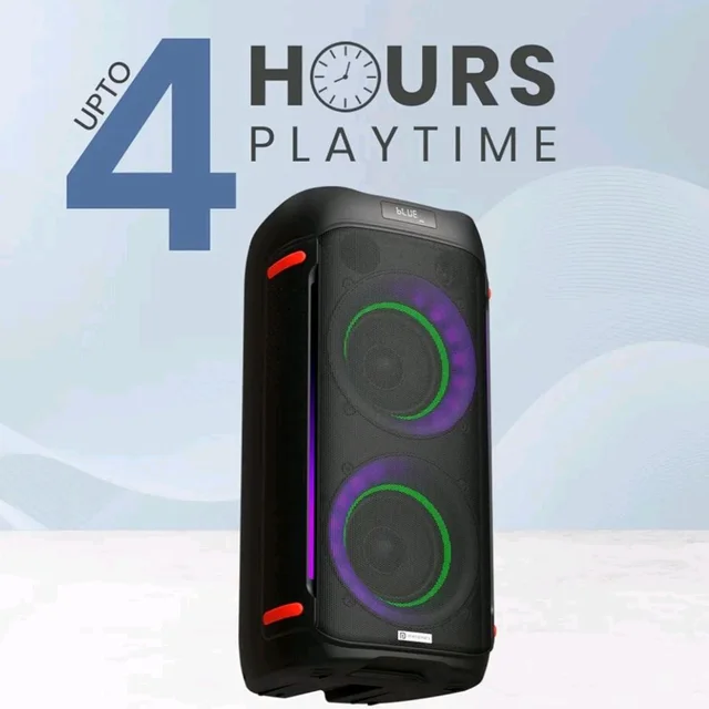 Portronics Iron Beats IV 250W Party Speaker with Dual 6" Subwoofer, Upto 4 Hours Playtime, RGB LED Lights, Wireless Karaoke Mic, Treble/Bass Adjustment, Echo Control, Remote Control(Black)