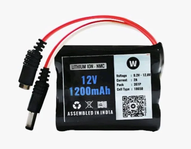 12 Volt 1200 mAh Rechargeable Lithium-ion Battery, for WiFi Router,Project,mini Inverter, high Efficiency Long Lasting
