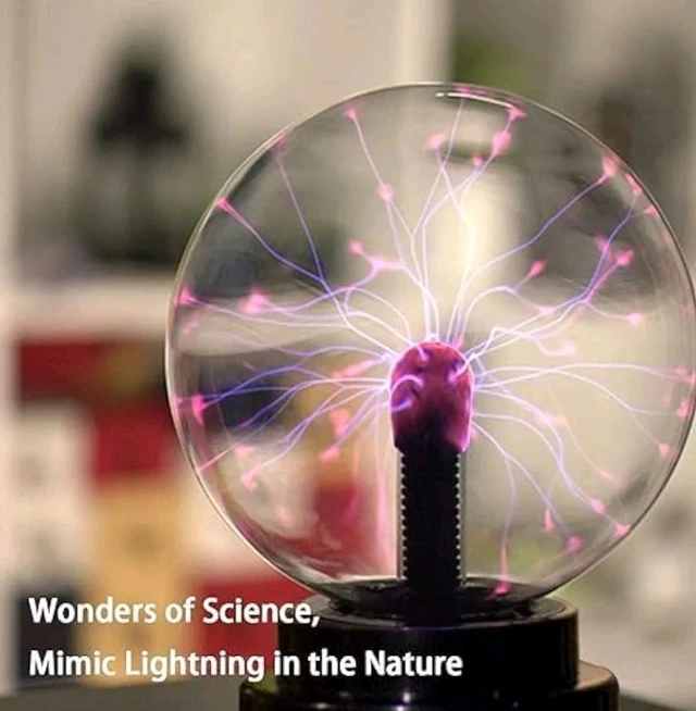 Plasma Ball Lamp - Touch and Sound Sensitive Electric Globe with Stunning Lightning Effects - Plug in Energy Ball for Parties, Room Decor & Learning - Static Electricity Sphere for Kids