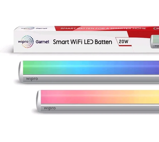 Wipro Next Smart Wi-Fi 20W CCT+RGB LED Batten, LED Smart Tube Light with Music Sync Function, Compatible with Amazon Alexa and Google Assistant (16M Colours + Dimmable) Pack of 1-Polycarbonate