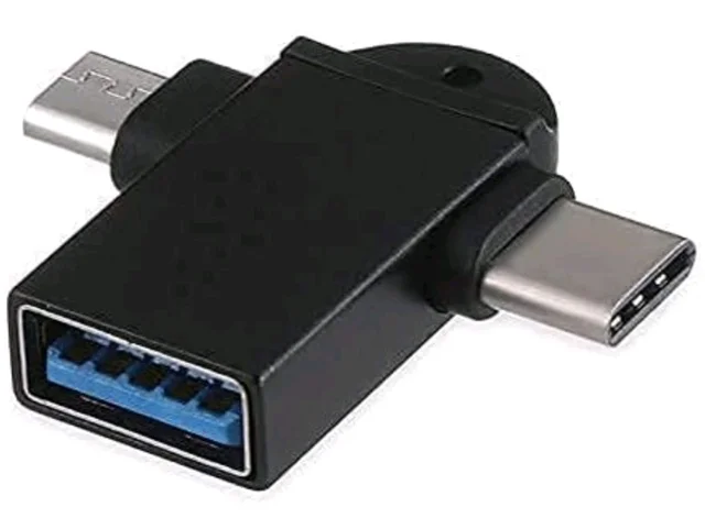 2 in 1 Metal OTG Adapter, USB 3.0 to Type-C with Micro-USB Port Converter/Connector, High Speed Data Transfer Adapter for All Android & Type-C Smartphones