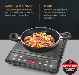 Prestige Iris Eco 1200 Watts Induction Cooktop | 4KV Surge Protection | 7 Preset Indian Menu Options & Timer | Soft Touch Button |Easy to Clean | Portable | Black | 1Y Warranty | BIS