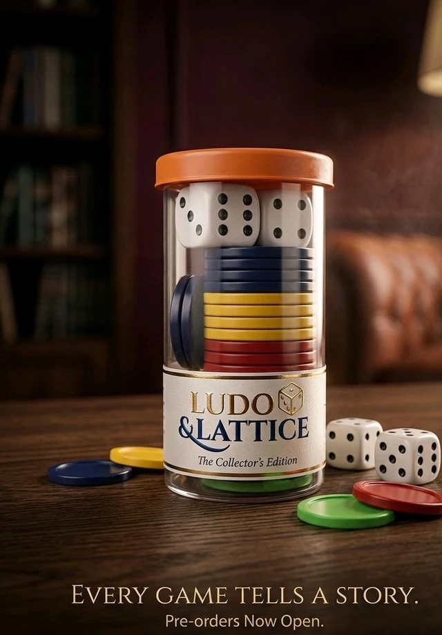 Ludo & Lattice: Premium Collector’s Edition Dice & Token Set with Crystal Storage Jar