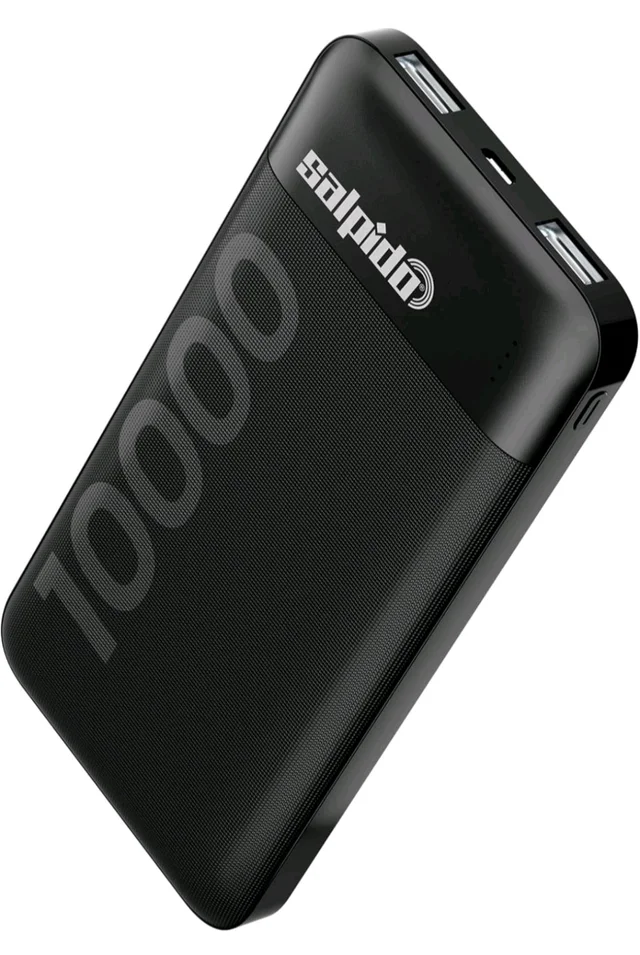 Salpido 10000mAh 12W Power Bank with Dual Output, Portable Slim Design, Lithium-Ion Polymer Battery, Smart Chip Safety and LED Indicator, for iPhone, Samsung &All Smartphones