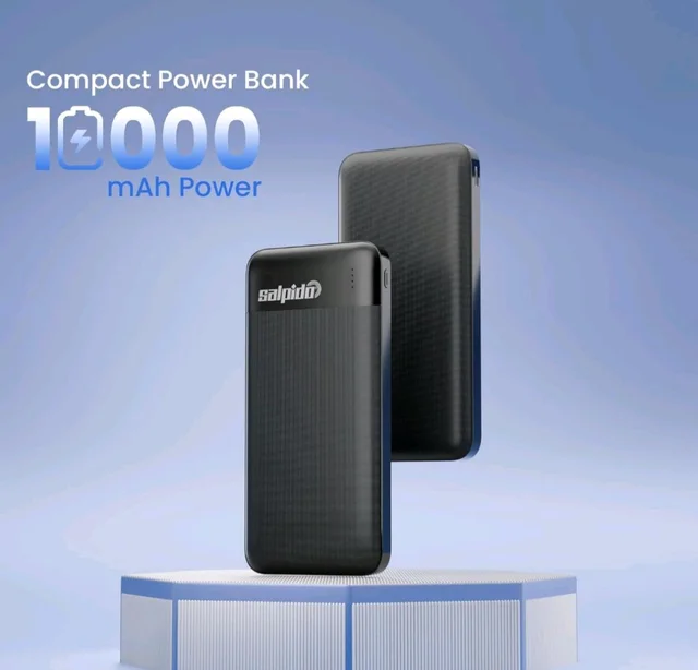 Salpido 10000mAh 12W Power Bank with Dual Output, Portable Slim Design, Lithium-Ion Polymer Battery, Smart Chip Safety and LED Indicator, for iPhone, Samsung &All Smartphones