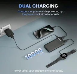 Salpido 10000mAh 12W Power Bank with Dual Output, Portable Slim Design, Lithium-Ion Polymer Battery, Smart Chip Safety and LED Indicator, for iPhone, Samsung &All Smartphones