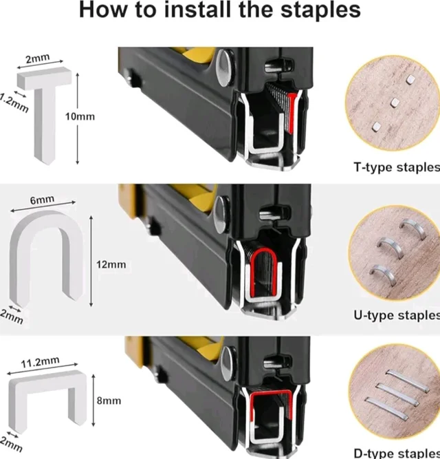 3 in 1 All Metal Body Staples Gun Heavy Duty Tacker Gun and Stapler with Adjustable Multipurpose Wood/Furniture/Seat Covers/Tent Decorations