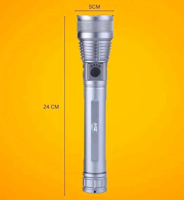 MZ M982 Zoomable Metal LED Torch, 5 Modes, Rechargeable, Bright Light, Ideal Gift For Outdoor Enthusiasts And Emergencies,Multicolour