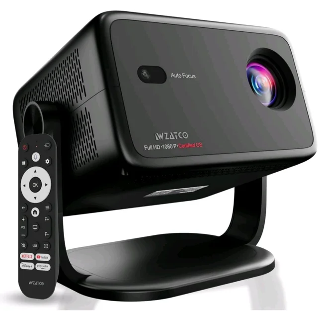 WZATCO Yuva Vibe, Certified OS Smart Home Projector, Native 1080P Fully Automatic, HDMI ARC, WiFi 6 & BT, Screen Mirroring, Portable Room Cinema