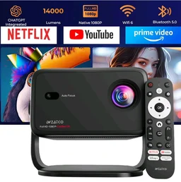 WZATCO Yuva Vibe, Certified OS Smart Home Projector, Native 1080P Fully Automatic, HDMI ARC, WiFi 6 & BT, Screen Mirroring, Portable Room Cinema