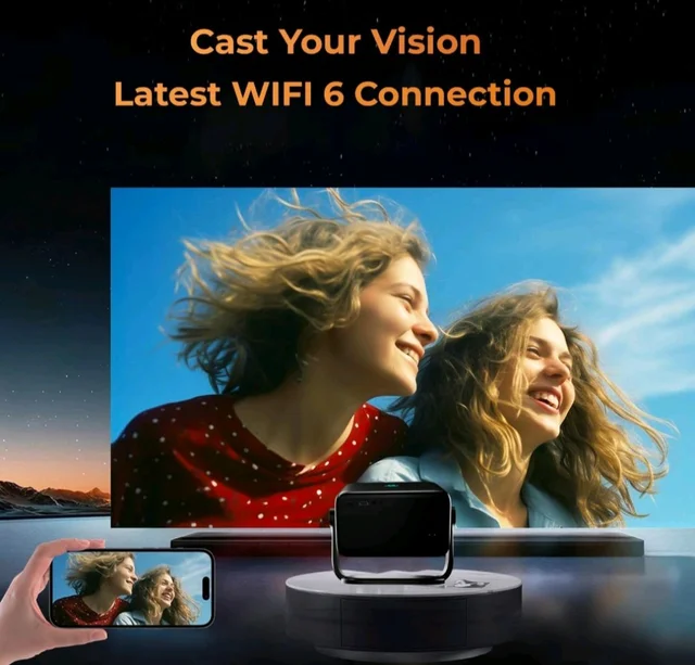 WZATCO Yuva Vibe, Certified OS Smart Home Projector, Native 1080P Fully Automatic, HDMI ARC, WiFi 6 & BT, Screen Mirroring, Portable Room Cinema