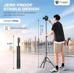 Lightweight & Portable Portable 7 Feet (84 Inch) Long Tripod Stand with Adjustable Mobile Clip Holder for All Mobiles & Cameras (60 Piece)