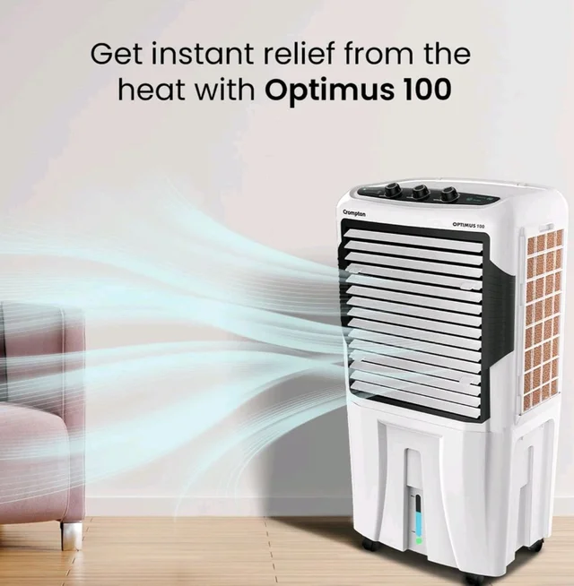 Crompton Optimus 100 Litres Desert Air Cooler for home | Large & Easy Clean Ice Chamber | High Density Honeycomb Pads | Auto-Fill & Drain | Everlast Pump | Humidity Control