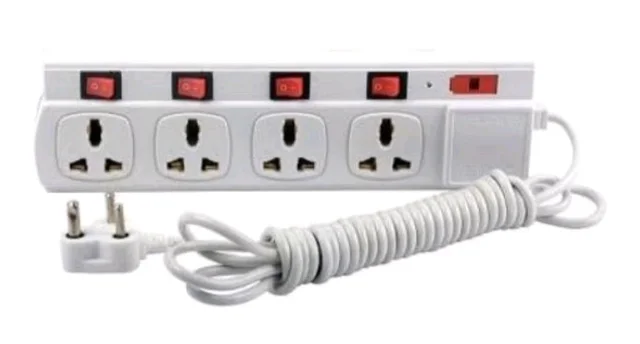 Extension Bord Combo of 8+1 and 4+4 Universal pluge with Safety Fuse and LED Light ABS Shock Proof Body