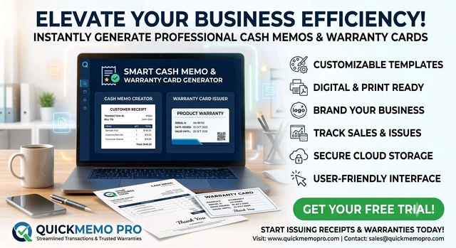 Streamline Your Business: Professional Cash Memo & Warranty Card Generator Software!
