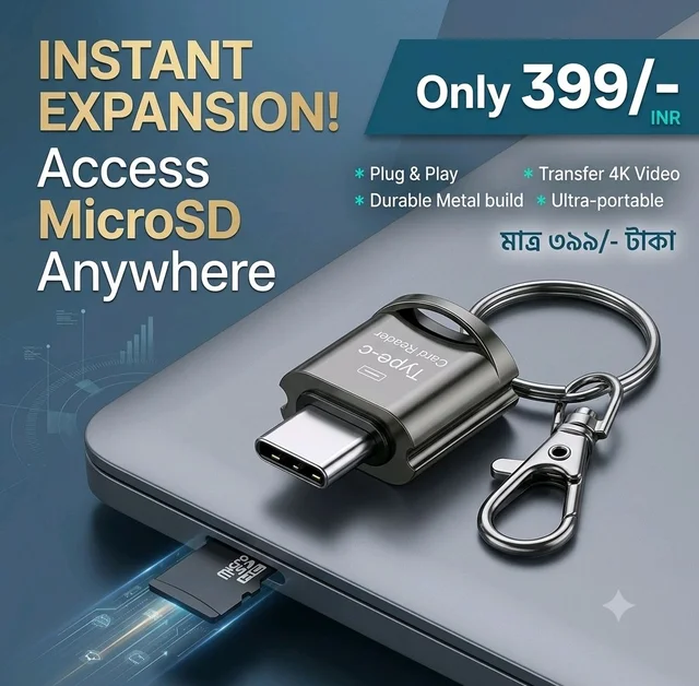 Verilux Type C Card Reader Micro SD Adapter Compatible with OTG Phones
Fast File Transfer for Phones, Quick Access to Micro SD Media, Compact Metal Build, Handy for Travel Use