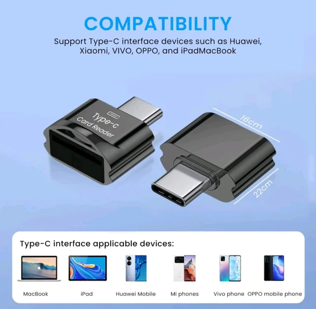Verilux Type C Card Reader Micro SD Adapter Compatible with OTG Phones
Fast File Transfer for Phones, Quick Access to Micro SD Media, Compact Metal Build, Handy for Travel Use