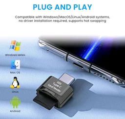 Verilux Type C Card Reader Micro SD Adapter Compatible with OTG Phones
Fast File Transfer for Phones, Quick Access to Micro SD Media, Compact Metal Build, Handy for Travel Use